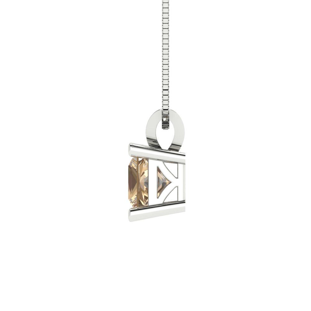 2.5 tcw Necklace Pendant - 14K White Gold Princess Cut Solitaire  Yellow Moissanite - Adjustable Length - 15in Box Chain to 18in