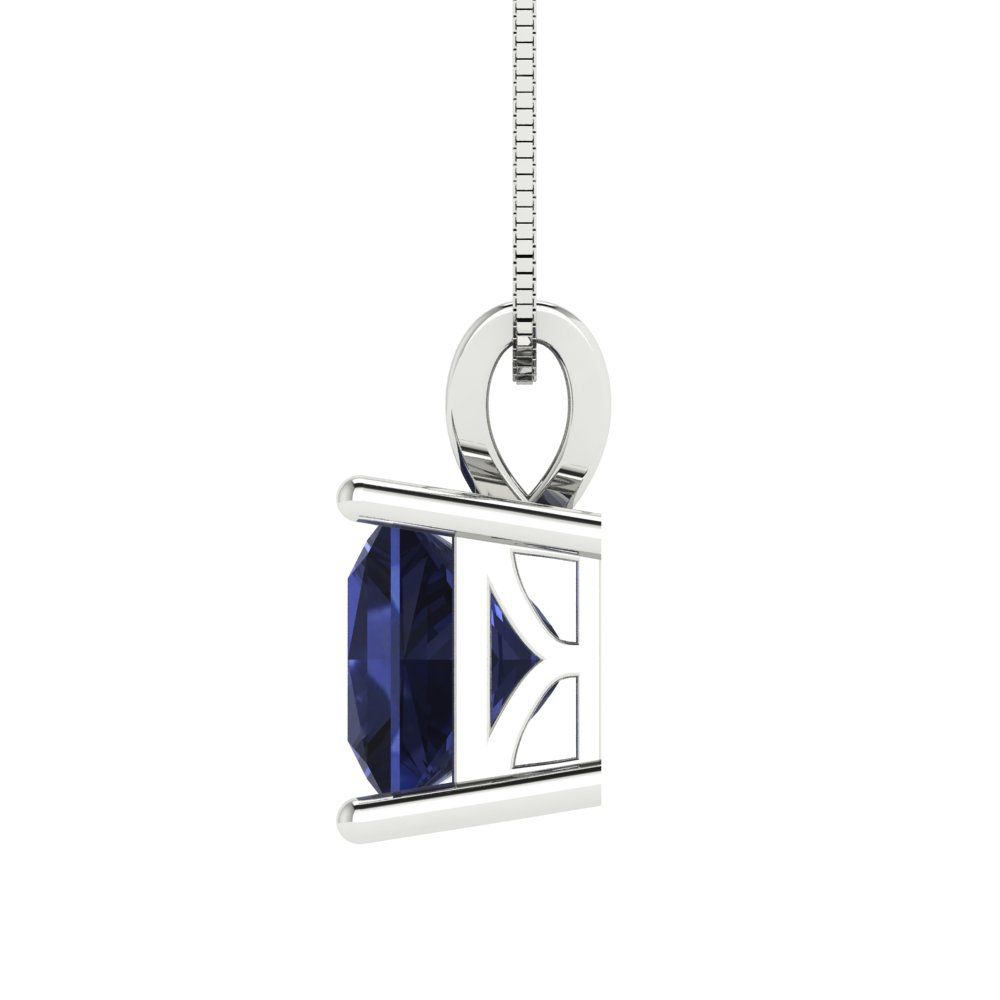 2.5cttw Princess Cut Blue Sapphire Gold-Plated 925 Silver Pendant and 16" Box-Chain Necklace