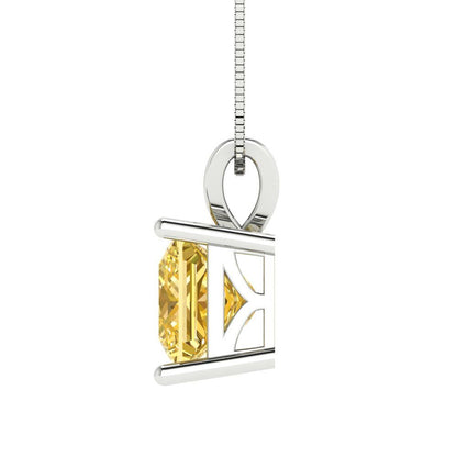 2.5cttw Princess Cut Citrine Gold-Plated 925 Silver Pendant and 16" Box-Chain Necklace