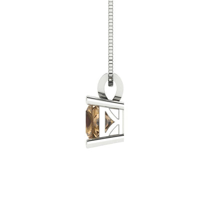 2.5cttw Princess Cut Champagne Gold-Plated 925 Silver Pendant and 18" Box-Chain Necklace