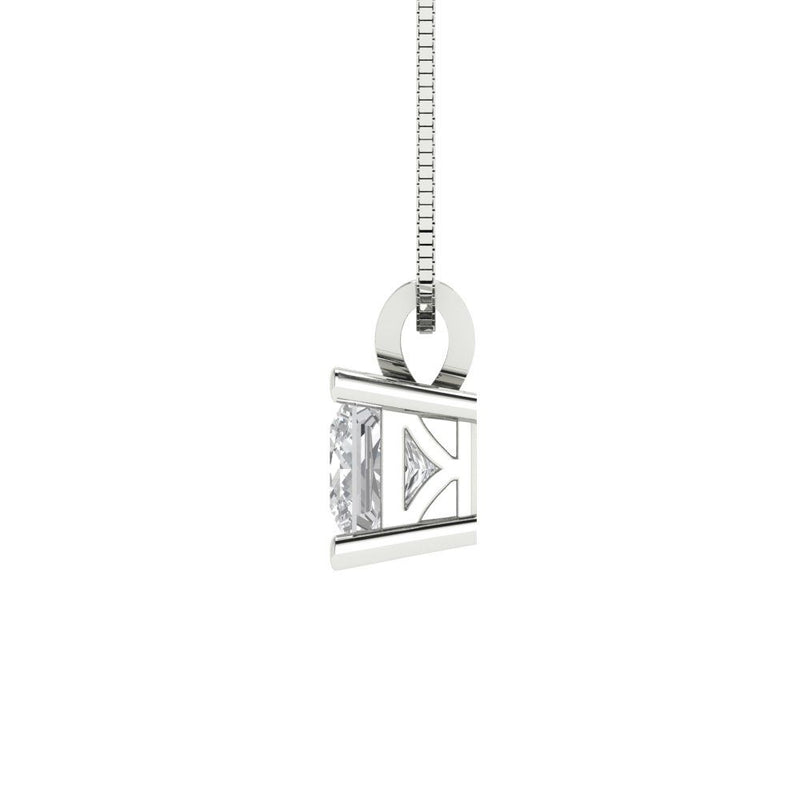 2.5 ct Brilliant Princess Cut Solitaire Natural Diamond Stone Clarity SI1-2 Color G-H White Gold Pendant with 18" Chain