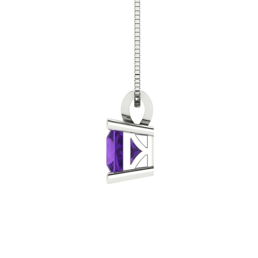 3cttw Princess Cut Amethyst Gold-Plated 925 Silver Pendant and 16" Box-Chain Necklace