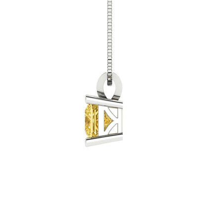 3cttw Princess Cut Citrine Gold-Plated 925 Silver Pendant and 16" Box-Chain Necklace