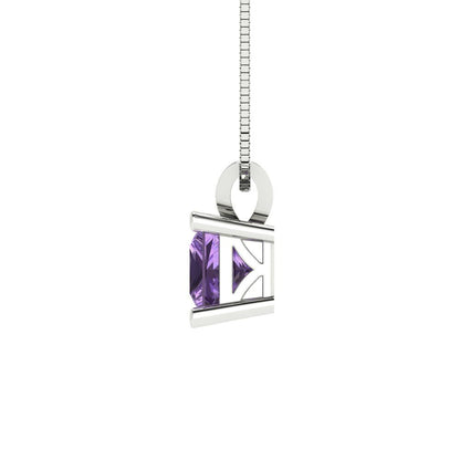 3cttw Princess Cut Alexandrite Gold-Plated 925 Silver Pendant and 16" Box-Chain Necklace