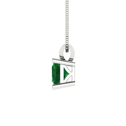 3cttw Princess Cut Emerald Gold-Plated 925 Silver Pendant and 16" Box-Chain Necklace