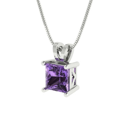 3cttw Princess Cut Alexandrite Gold-Plated 925 Silver Pendant and 18" Box-Chain Necklace