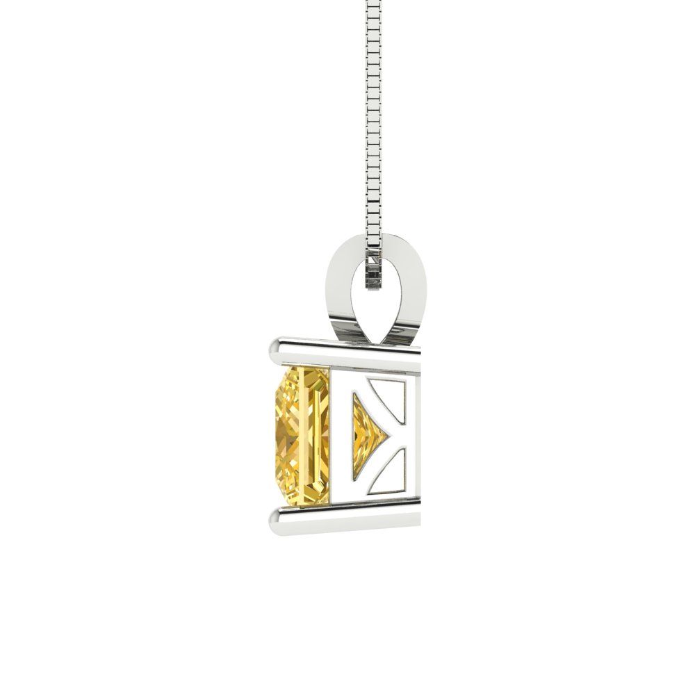 3cttw Princess Cut Citrine Gold-Plated 925 Silver Pendant and 18" Box-Chain Necklace