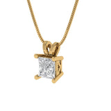 0.5 ct Brilliant Princess Cut Solitaire Natural Diamond Stone Clarity SI1-2 Color G-H Yellow Gold Pendant with 16" Chain