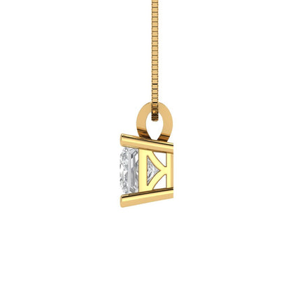 0.5cttw Princess Cut Clear Gold-Plated 925 Silver Pendant and 16" Box-Chain Necklace