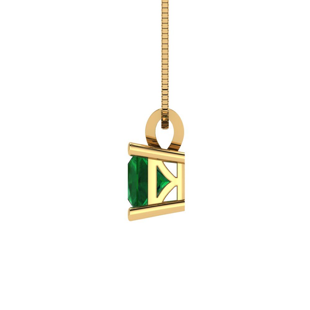 0.5cttw Princess Cut Emerald Gold-Plated 925 Silver Pendant and 18" Box-Chain Necklace
