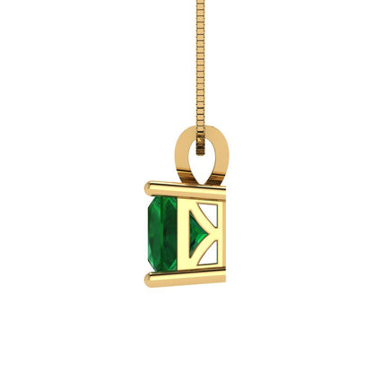 1.5cttw Princess Cut Emerald Gold-Plated 925 Silver Pendant and 18" Box-Chain Necklace