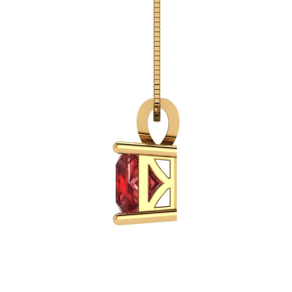 1.5cttw Princess Cut Garnet Gold-Plated 925 Silver Pendant and 18" Box-Chain Necklace