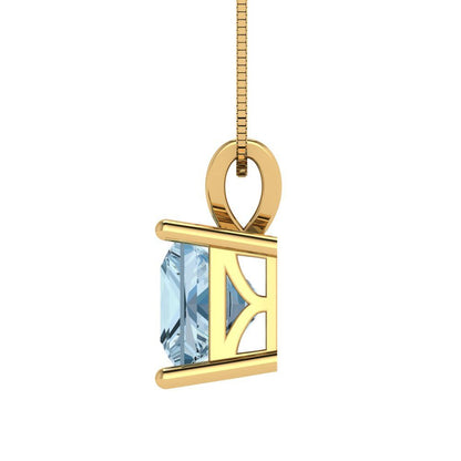 2.5 tcw Necklace Pendant - 14K White Gold Princess Cut Solitaire  Sky Blue Topaz - Adjustable Length - 15in Box Chain to 18in
