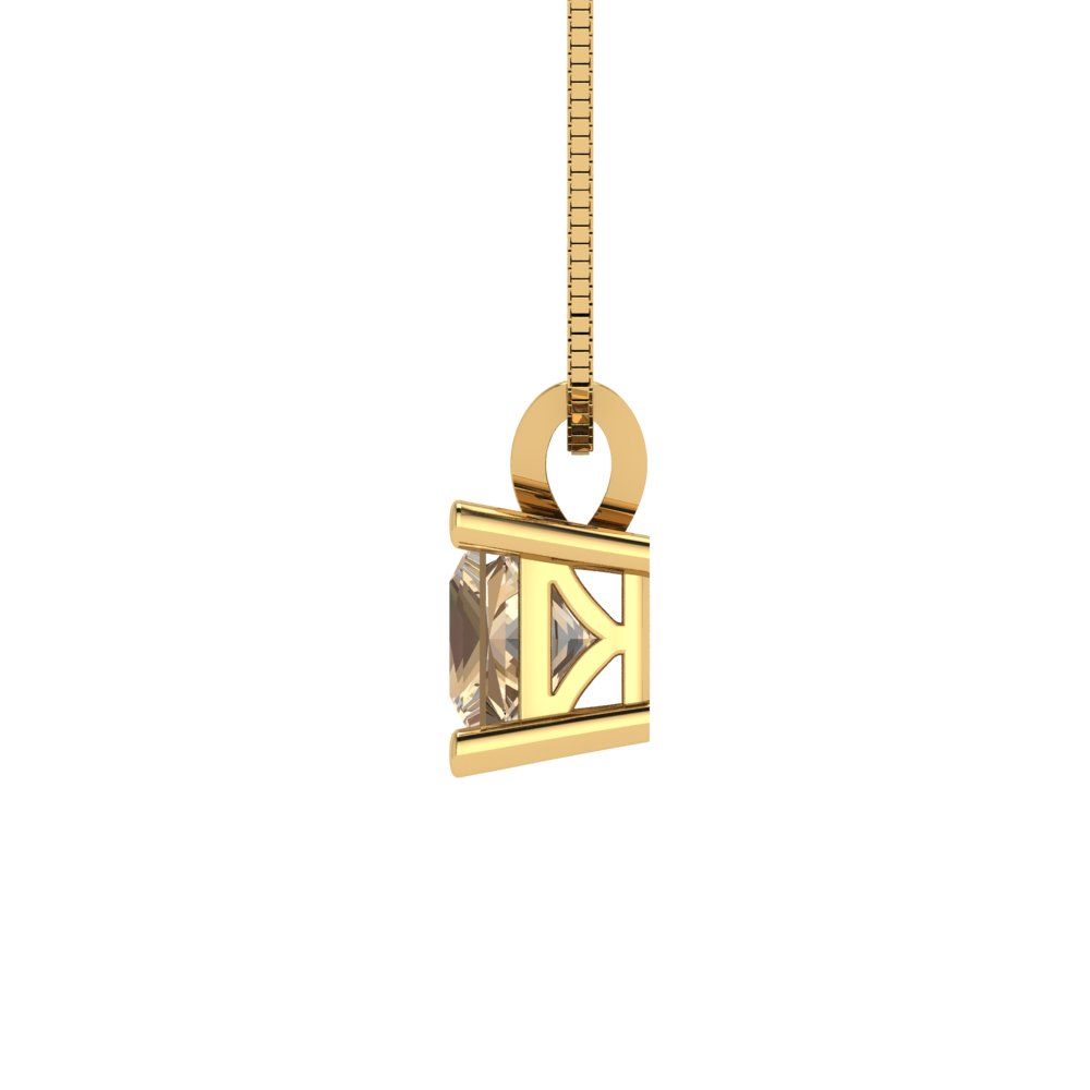 2.5 tcw Necklace Pendant - 14K White Gold Princess Cut Solitaire  Yellow Moissanite - Adjustable Length - 15in Box Chain to 18in