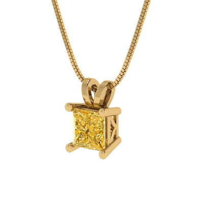 2.5cttw Princess Cut Citrine Gold-Plated 925 Silver Pendant and 18" Box-Chain Necklace