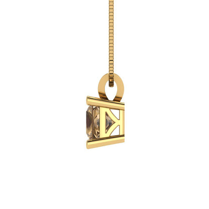 2.5cttw Princess Cut Champagne Gold-Plated 925 Silver Pendant and 18" Box-Chain Necklace