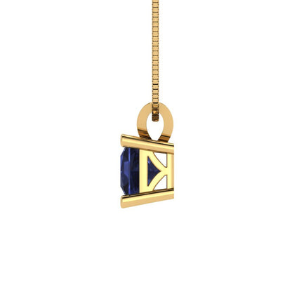 2.5cttw Princess Cut Blue Sapphire Gold-Plated 925 Silver Pendant and 18" Box-Chain Necklace