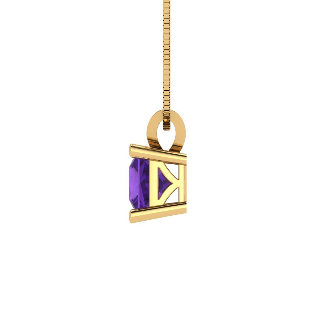 2.5cttw Princess Cut Amethyst Gold-Plated 925 Silver Pendant and 18" Box-Chain Necklace