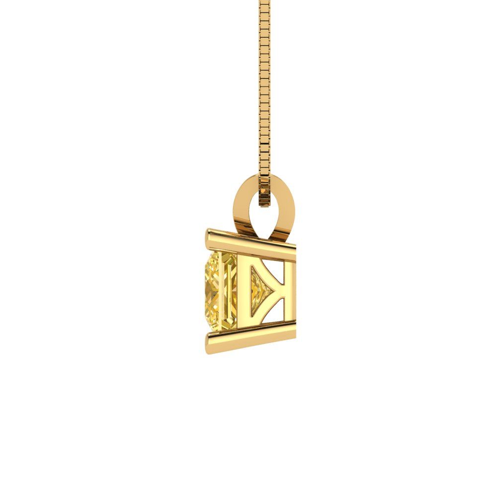 3cttw Princess Cut Citrine Gold-Plated 925 Silver Pendant and 16" Box-Chain Necklace