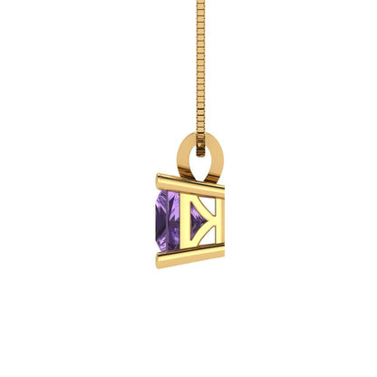 3cttw Princess Cut Alexandrite Gold-Plated 925 Silver Pendant and 16" Box-Chain Necklace