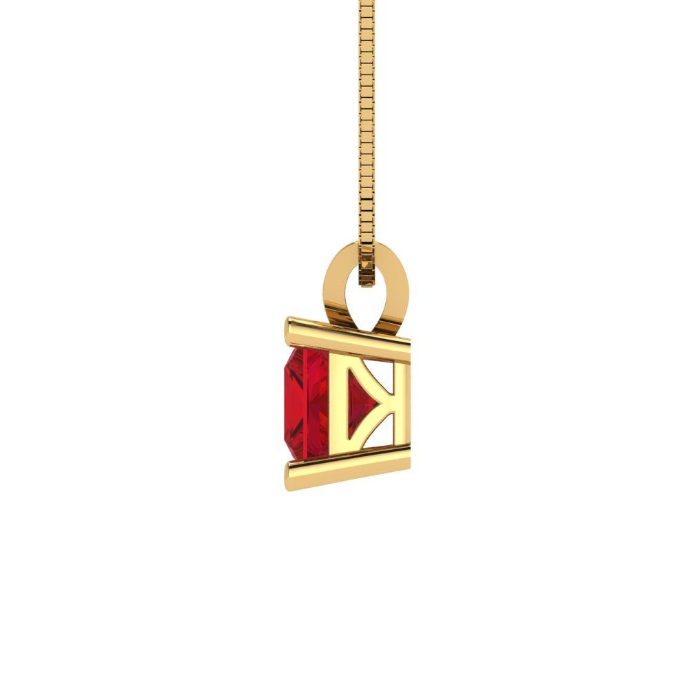 3 tcw Necklace Pendant - 14K White Gold Princess Cut Solitaire  Pink Tourmaline - Adjustable Length - 15in Box Chain to 18in