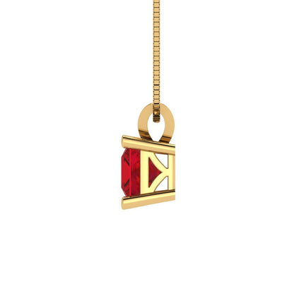 3 tcw Necklace Pendant - 14K White Gold Princess Cut Solitaire  Pink Tourmaline - Adjustable Length - 15in Box Chain to 18in