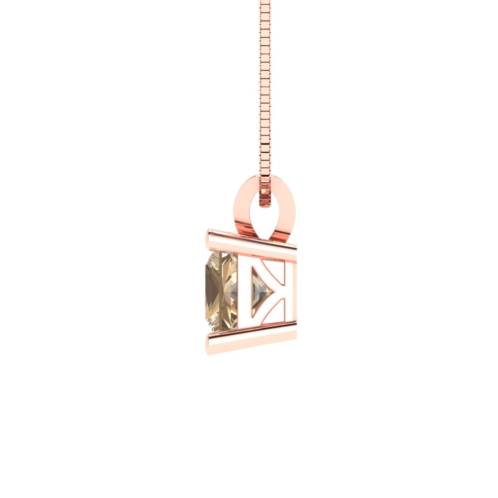 0.5 tcw Necklace Pendant - 14K White Gold Princess Cut Solitaire  Yellow Moissanite - Adjustable Length - 15in Box Chain to 18in