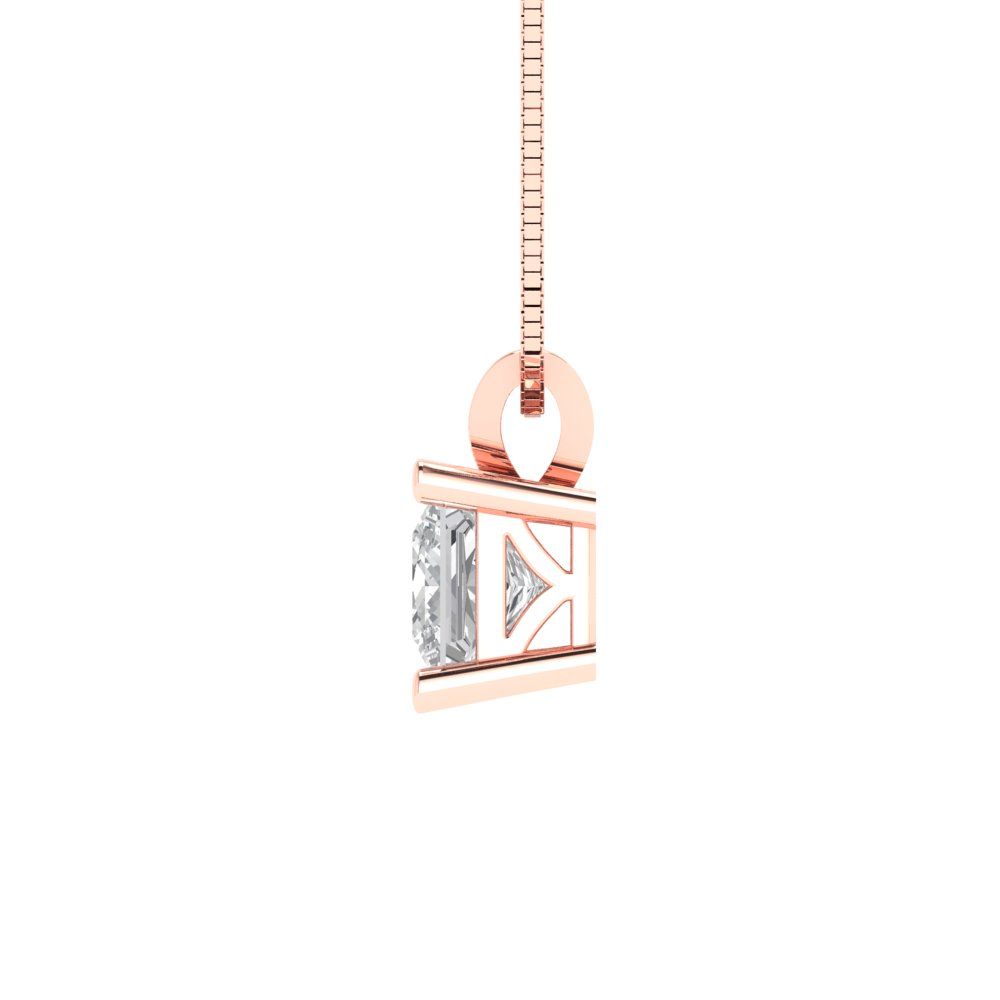 0.5cttw Princess Cut Clear Gold-Plated 925 Silver Pendant and 16" Box-Chain Necklace