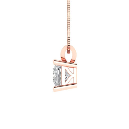 0.5cttw Princess Cut Clear Gold-Plated 925 Silver Pendant and 16" Box-Chain Necklace