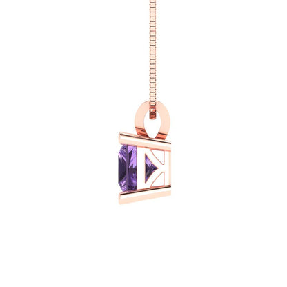 0.5cttw Princess Cut Alexandrite Gold-Plated 925 Silver Pendant and 18" Box-Chain Necklace