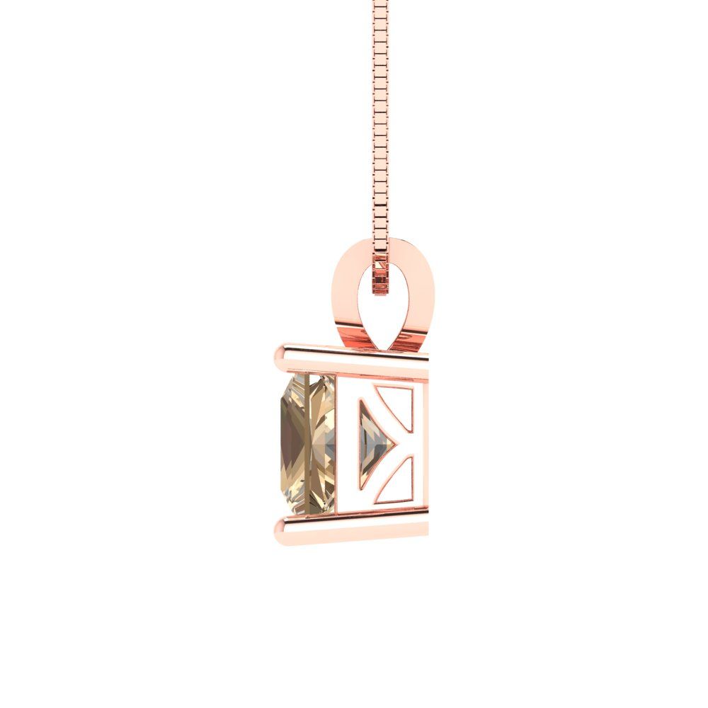 1.5 tcw Necklace Pendant - 14K White Gold Princess Cut Solitaire  Yellow Moissanite - Adjustable Length - 15in Box Chain to 18in