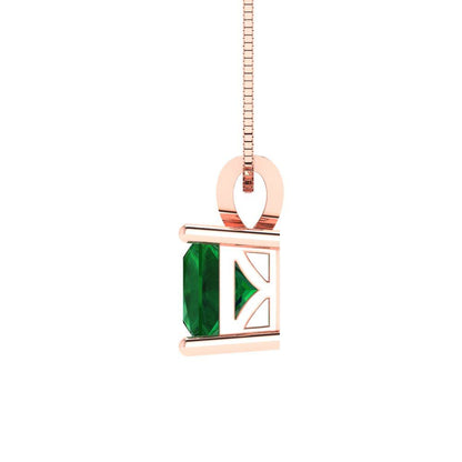 1.5cttw Princess Cut Emerald Gold-Plated 925 Silver Pendant and 18" Box-Chain Necklace