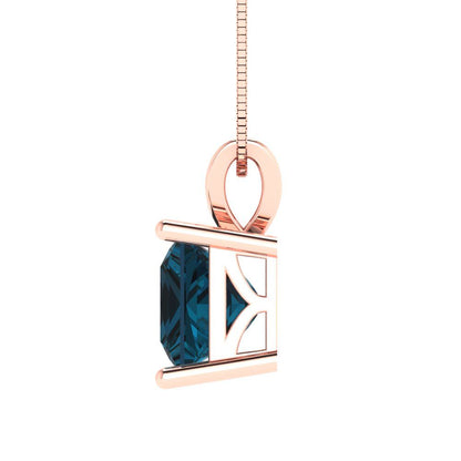 2 tcw Necklace Pendant - 14K Yellow Gold Princess Cut Solitaire  London - Adjustable Length - 15in Box Chain to 18in