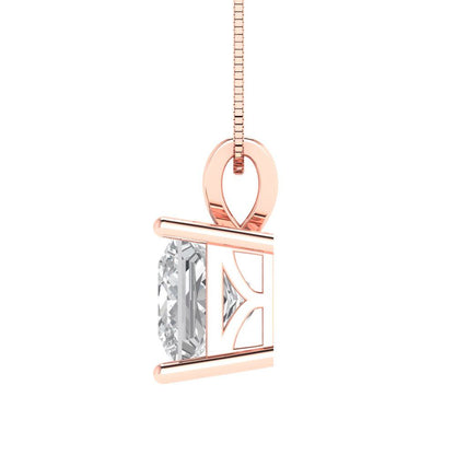 2 tcw Necklace Pendant - 14K Yellow Gold Princess Cut Solitaire  White Sapphire - Adjustable Length - 15in Box Chain to 18in