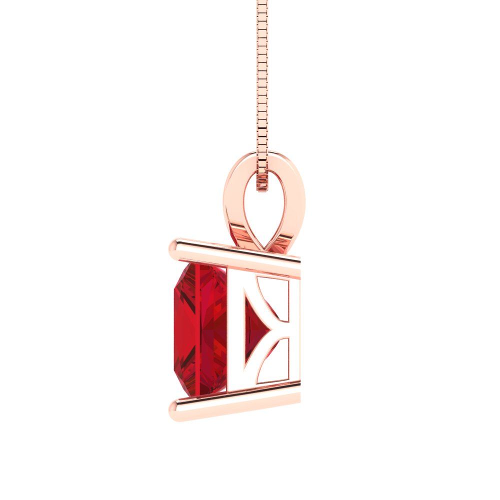 2 tcw Necklace Pendant - 14K Yellow Gold Princess Cut Solitaire  Pink Tourmaline - Adjustable Length - 15in Box Chain to 18in