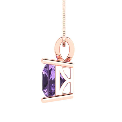 2cttw Princess Cut Alexandrite Gold-Plated 925 Silver Pendant and 18" Box-Chain Necklace