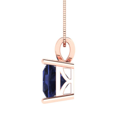 2cttw Princess Cut Blue Sapphire Gold-Plated 925 Silver Pendant and 18" Box-Chain Necklace