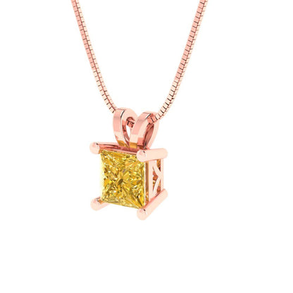 2.5cttw Princess Cut Citrine Gold-Plated 925 Silver Pendant and 16" Box-Chain Necklace
