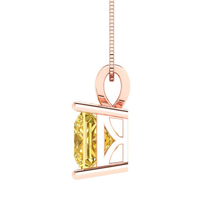 2.5cttw Princess Cut Citrine Gold-Plated 925 Silver Pendant and 16" Box-Chain Necklace
