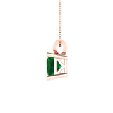 3.0 ct Brilliant Princess Cut Solitaire Simulated Emerald Stone Rose Gold Pendant with 16" Chain