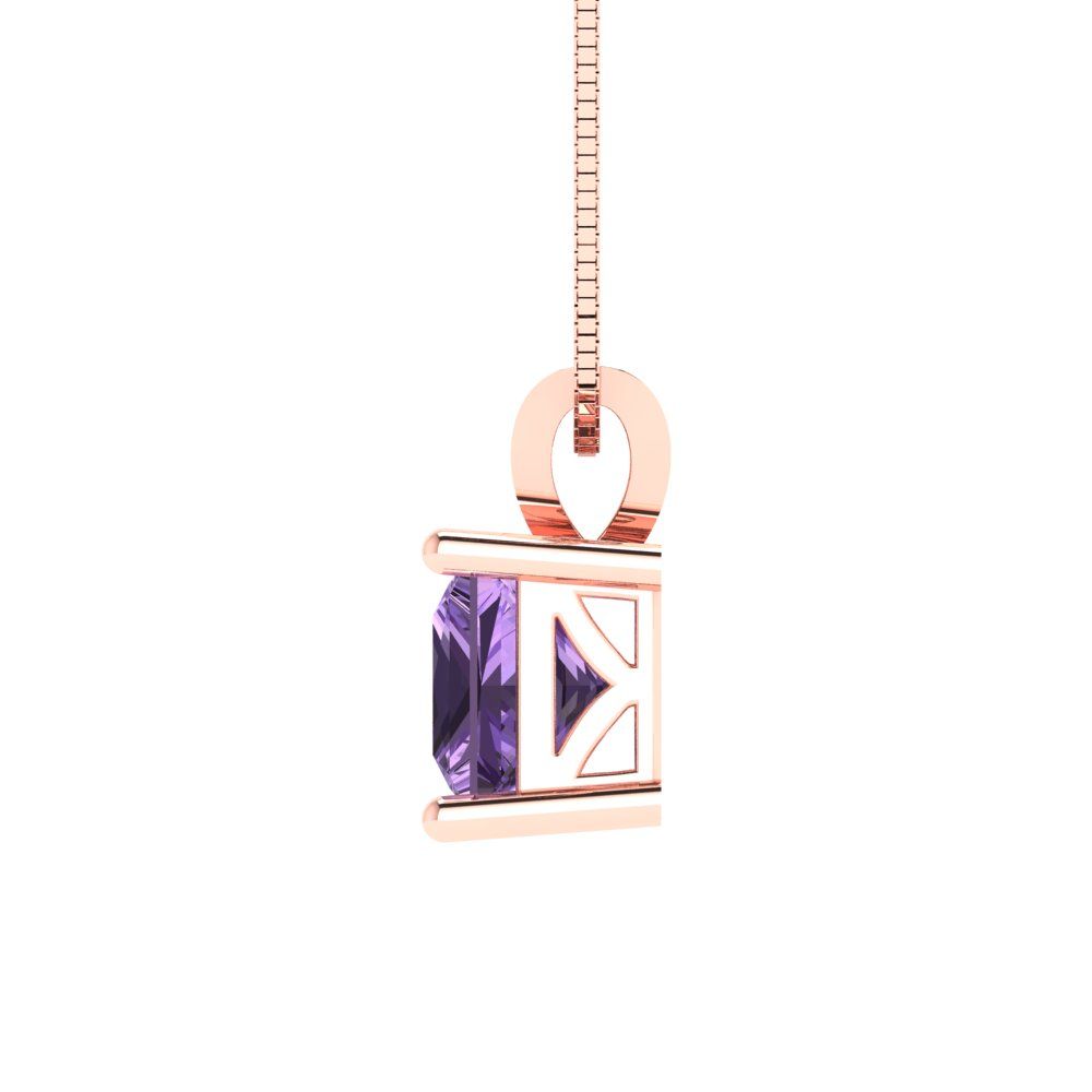 3cttw Princess Cut Alexandrite Gold-Plated 925 Silver Pendant and 18" Box-Chain Necklace