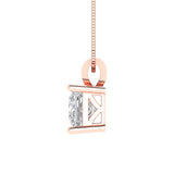 3.0 ct Brilliant Princess Cut Solitaire Natural Diamond Stone Clarity SI1-2 Color G-H Rose Gold Pendant with 18" Chain