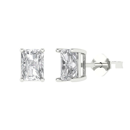 2cttw Emerald Cut Moissanite Gold-Plated 925 Silver Push Back Stud Earrings
