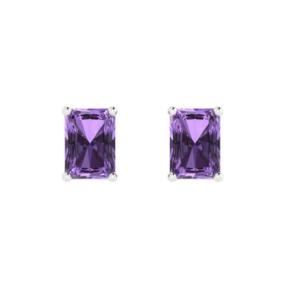 2 ctw Alexandrite Studs Earrings | 7x5mm Emerald Cut White Gold Push back | June Birthstone