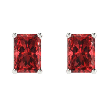 2cttw Emerald Cut Natural Garnet Gold-Plated 925 Silver Push Back Stud Earrings