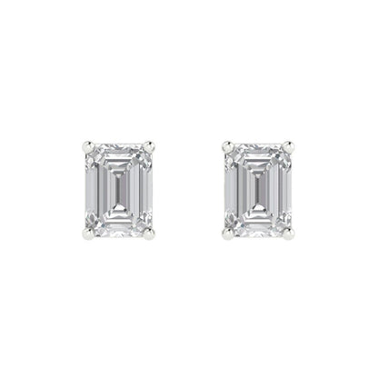 2cttw Emerald Cut Simulated Diamond Gold-Plated 925 Silver Push Back Stud Earrings
