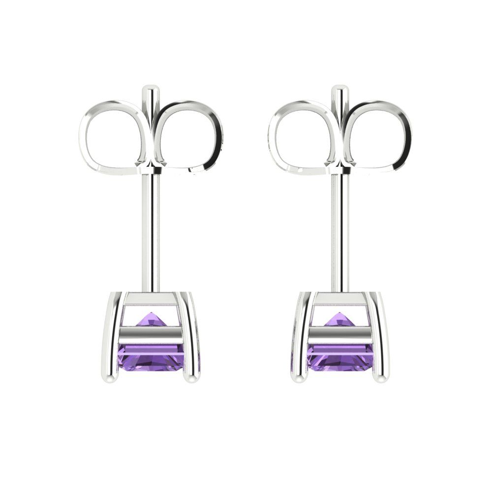 2 ctw Alexandrite Studs Earrings | 7x5mm Emerald Cut White Gold Push back | June Birthstone