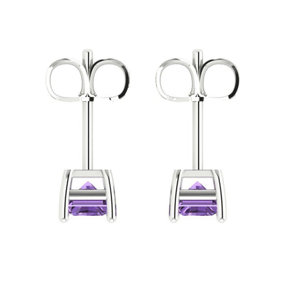 2 ctw Alexandrite Studs Earrings | 7x5mm Emerald Cut White Gold Push back | June Birthstone