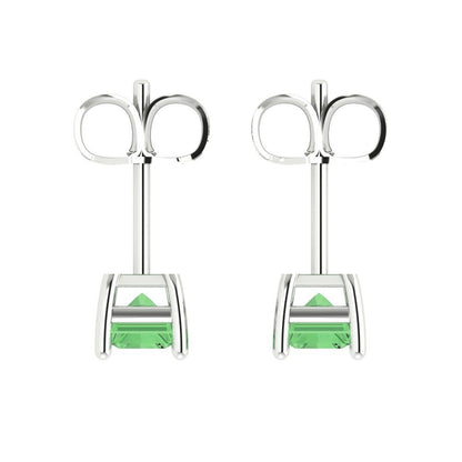 2cttw Emerald Cut Simulated Green Diamond Gold-Plated 925 Silver Push Back Stud Earrings