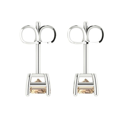 2cttw Emerald Cut Yellow Moissanite Gold-Plated 925 Silver Push Back Stud Earrings
